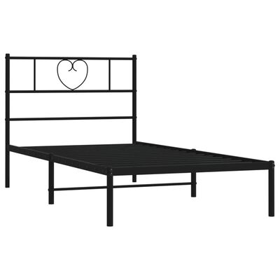 vidaXL Bedframe met hoofdbord metaal zwart 90x190 cm