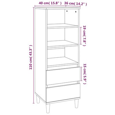 vidaXL Hoge kast 40x36x110 cm bewerkt hout betongrijs