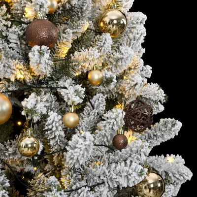 vidaXL Kunstkerstboom met scharnieren 300 LED's en kerstballen 240 cm