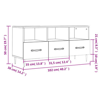 vidaXL Tv-meubel 102x36x50 cm bewerkt hout hoogglans wit