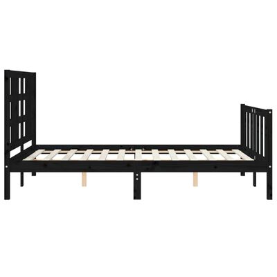 vidaXL Bedframe met hoofdbord massief hout zwart 160x200 cm