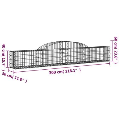 vidaXL Schanskorven 12 st gewelfd 300x30x40/60 cm gegalvaniseerd ijzer