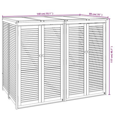 vidaXL Afvalbakberging dubbel 140x89x117 cm massief acaciahout