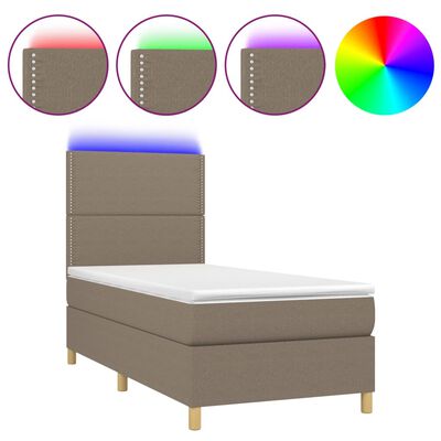 vidaXL Boxspring met matras en LED stof taupe 80x200 cm