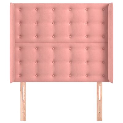 vidaXL Hoofdbord met randen 103x16x118/128 cm fluweel roze