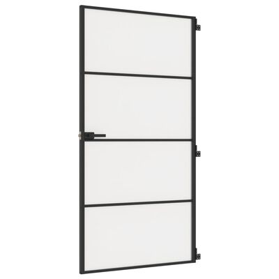 vidaXL Binnendeur smal 102,5x201,5 cm gehard glas en aluminium zwart