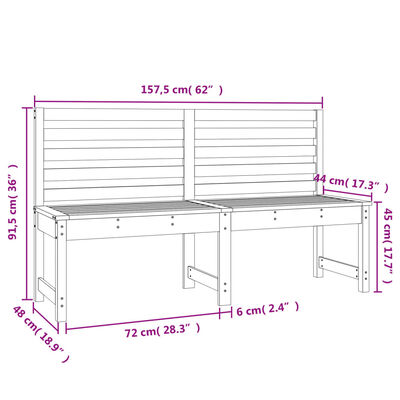 vidaXL Tuinbank 157,5 cm massief grenenhout zwart