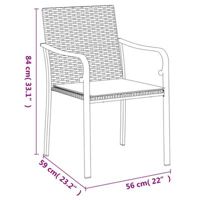 vidaXL 7-delige Tuinset met kussens poly rattan en staal