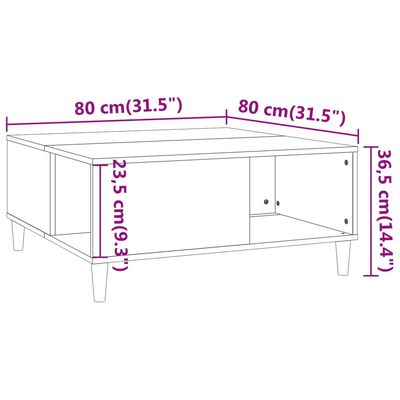 vidaXL Salontafel 80x80x36,5 cm bewerkt hout sonoma eikenkleurig