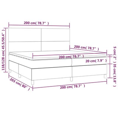 vidaXL Boxspring met matras en LED kunstleer cappuccinokleur 200x200cm