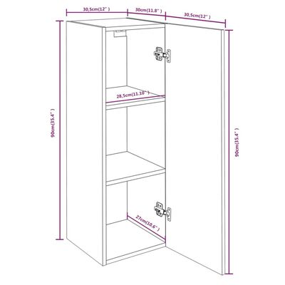 vidaXL Tv-meubel 30,5x30x90 cm bewerkt hout gerookt eikenkleur