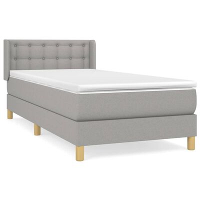 vidaXL Boxspring met matras stof lichtgrijs 90x200 cm