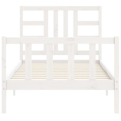 vidaXL Bedframe met hoofdbord massief hout wit 90x200 cm