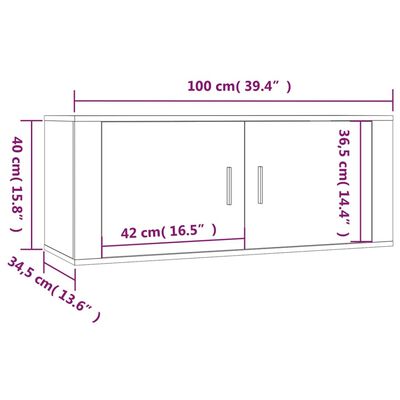 vidaXL Tv-wandmeubels 2 st 100x34,5x40 cm wit