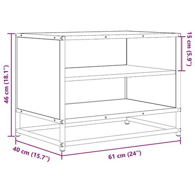 vidaXL Tv-meubel 61x40x46 cm bewerkt hout en metaal zwart