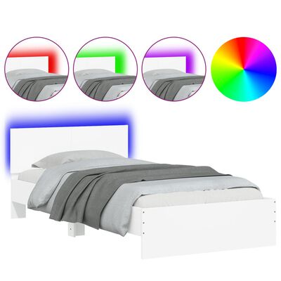 vidaXL Bedframe met hoofdbord en LED-verlichting wit 100x200 cm