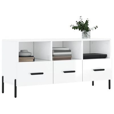 vidaXL Tv-meubel 102x36x50 cm bewerkt hout hoogglans wit