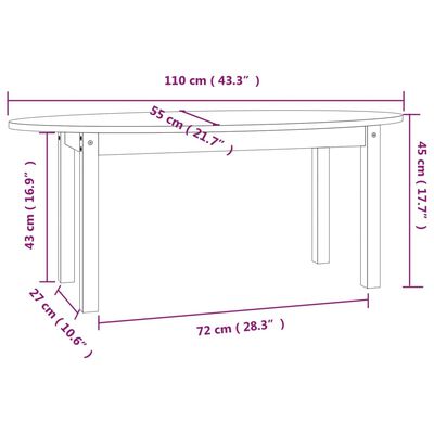 vidaXL Salontafel 110x55x45 cm massief grenenhout honingbruin