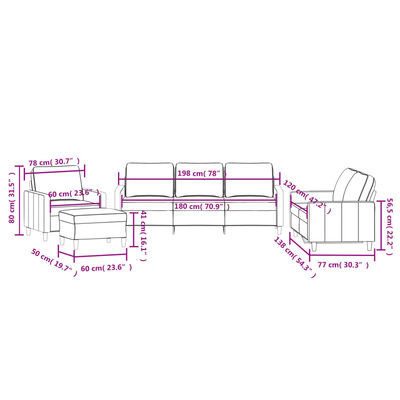 vidaXL 4-delige Loungeset met kussens fluweel zwart