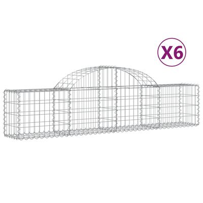 vidaXL Schanskorven 6 st gewelfd 200x30x40/60 cm gegalvaniseerd ijzer