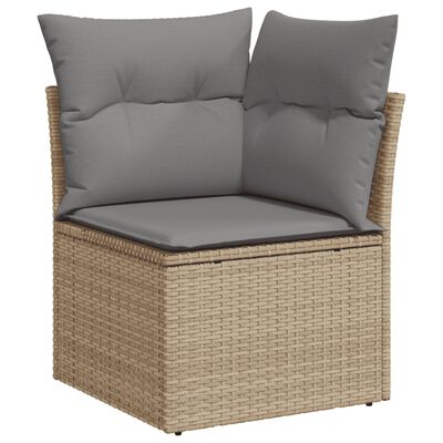 vidaXL 11-delige Tuinset met kussens poly rattan beige