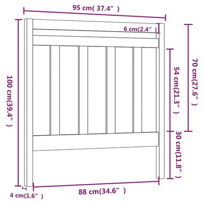 vidaXL Hoofdbord 95x4x100 cm massief grenenhout wit