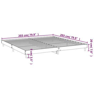 vidaXL Bedframe bewerkt hout betongrijs 200x200 cm