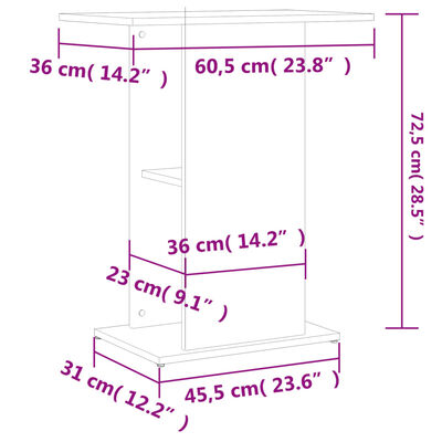 vidaXL Aquariumstandaard 60,5x36x72,5 cm bewerkt hout bruin eikenkleur