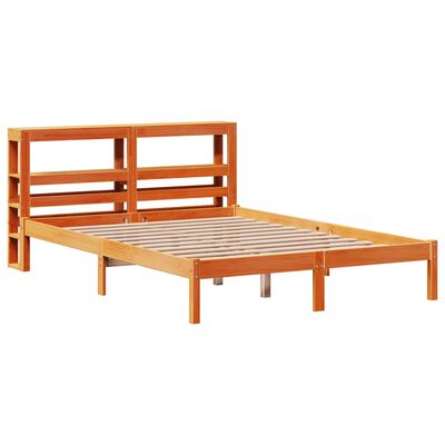 vidaXL Bedframe met hoofdbord massief grenenhout wasbruin 140x190 cm