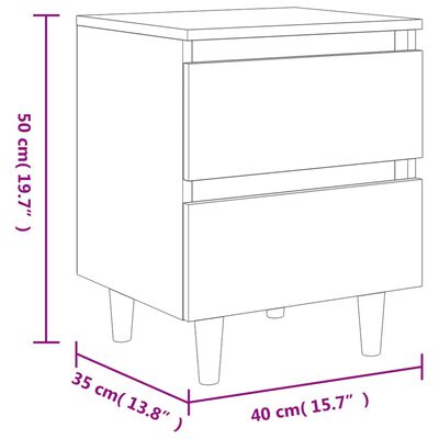 vidaXL Nachtkastjes 2 st met houten poten 40x35x50cm sonoma eikenkleur