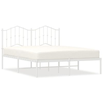 vidaXL Bedframe met hoofdbord metaal wit 135x190 cm