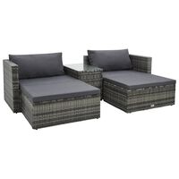 vidaXL 5-delige Loungeset met kussens poly rattan grijs