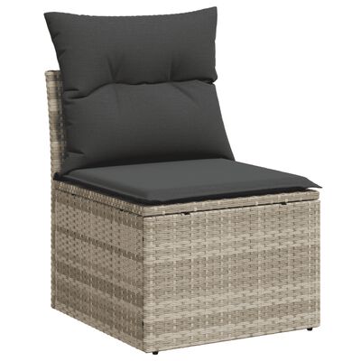 vidaXL 7-delige Loungeset met kussens poly rattan lichtgrijs