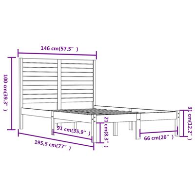 vidaXL Bedframe massief hout zwart 140x190 cm