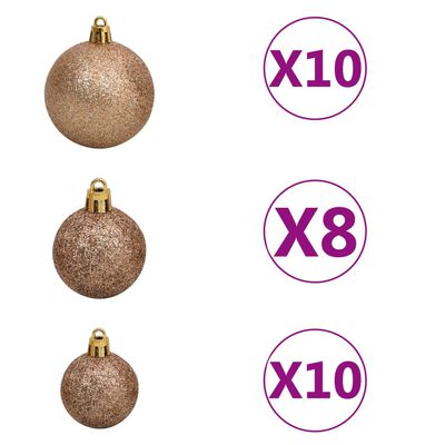 vidaXL Kunstkerstboom met scharnieren 300 LED's en kerstballen 180 cm