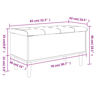 vidaXL Opbergbankje 82x42x46 cm bewerkt hout zwart