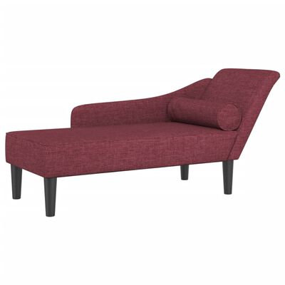 vidaXL Chaise longue met kussens stof wijnrood