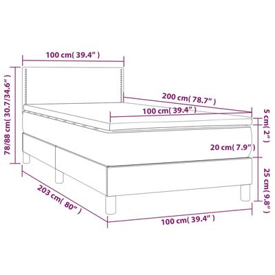 vidaXL Boxspring met matras en LED stof blauw 100x200 cm