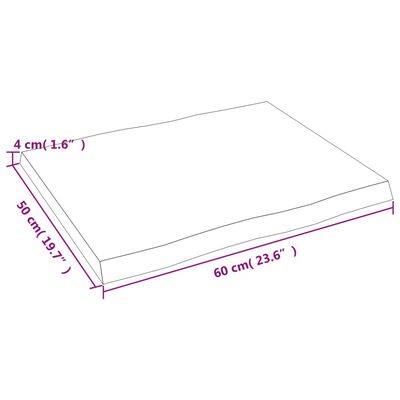 vidaXL Tafelblad natuurlijke rand 60x50x(2-4) cm eikenhout donkerbruin