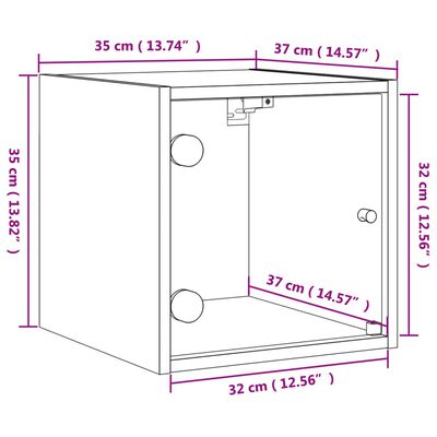 vidaXL Nachtkastje met glazen deur 35x37x35 cm bruin eikenkleur