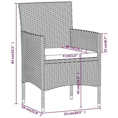 vidaXL 5-delige Tuinset poly rattan en gehard glas zwart