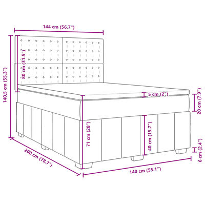 vidaXL Boxspring met matras stof donkergrijs 140x200 cm