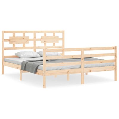 vidaXL Bedframe met hoofdbord massief hout