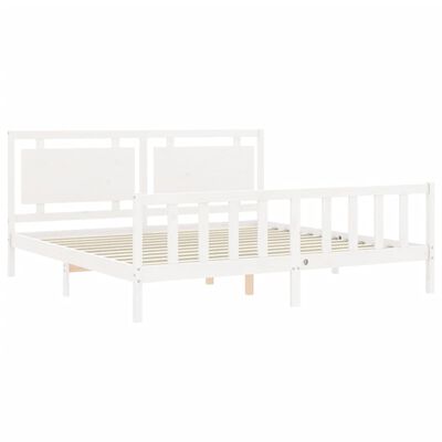 vidaXL Bedframe met hoofdbord massief hout wit 180x200 cm