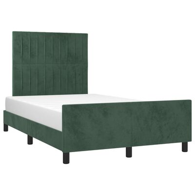 vidaXL Bedframe met hoofdbord fluweel donkergroen 120x190 cm