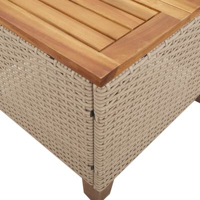 vidaXL 3-delige Bistroset met kussens poly rattan en acaciahout beige