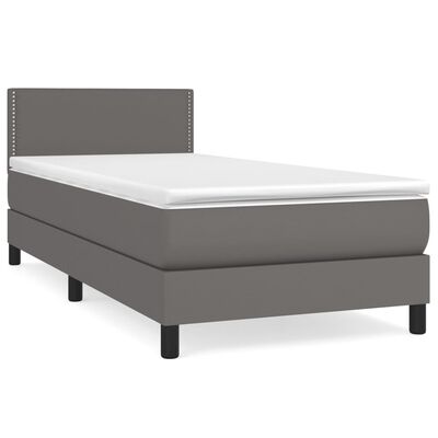 vidaXL Boxspring met matras kunstleer grijs 100x200 cm