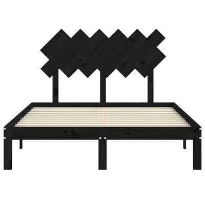 vidaXL Bedframe met hoofdbord massief hout zwart