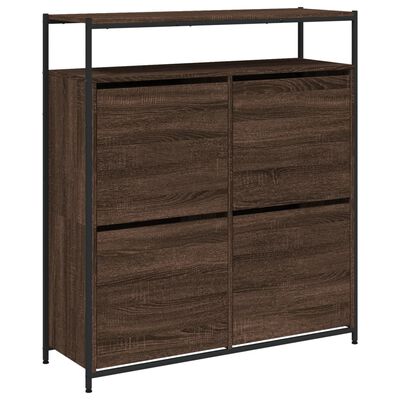 vidaXL Schoenenkast met 4 klaplades 100x34x112 cm bruin eikenkleur