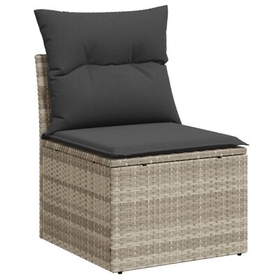 vidaXL 4-delige Loungeset met kussens poly rattan lichtgrijs